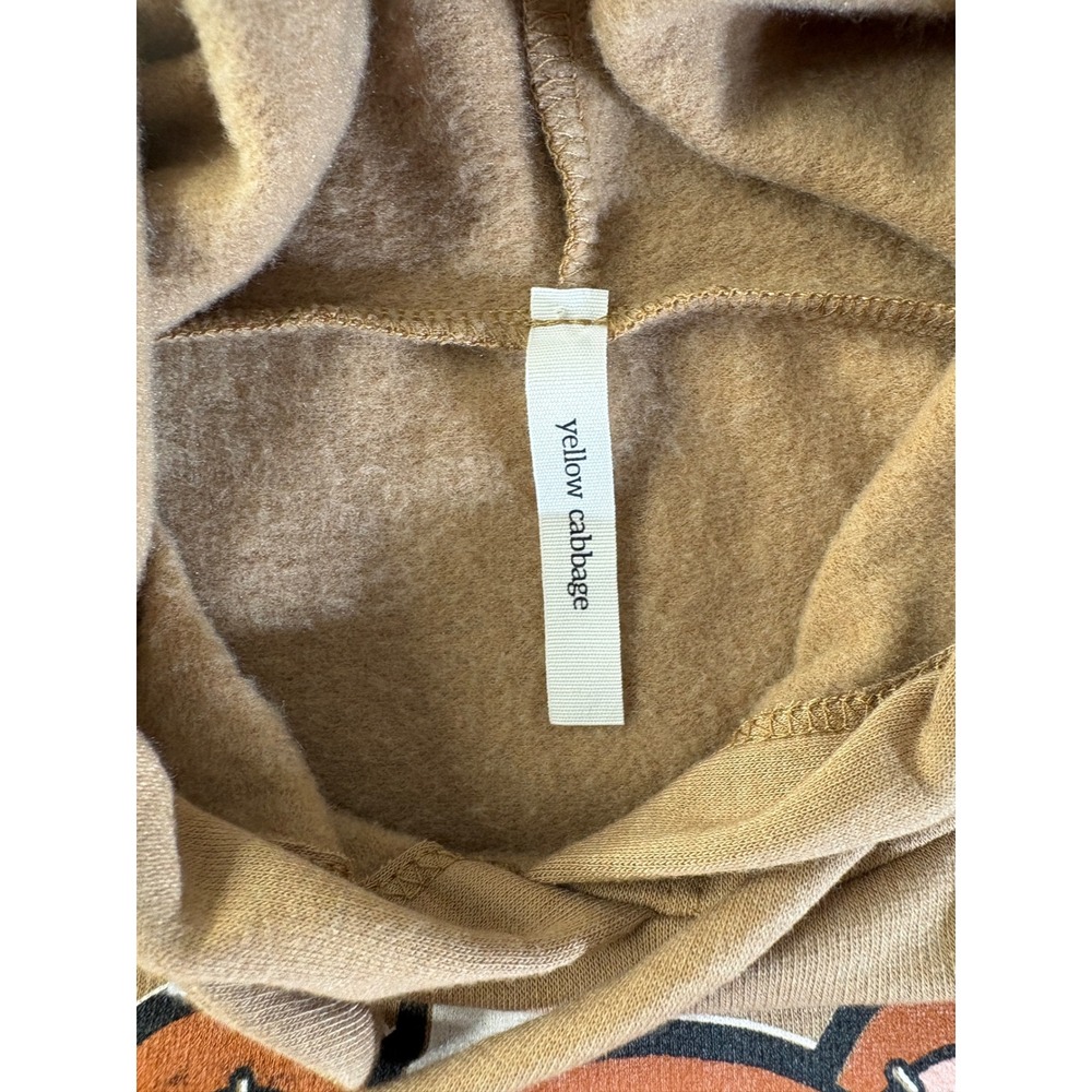 Yellow Cabbage Hustle Hard Bear Cropped Hoodie Brown Medium YT4603 Streetwear - Picture 2 of 9